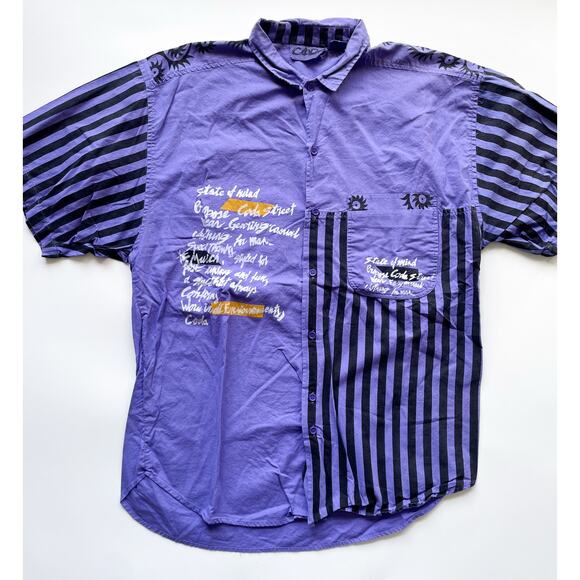Coda Streetwear Purple and Black Short Sleeve Button Down Size XL - Picture 1 of 7